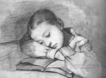 ギュスターヴ・クールベ Painting - 眠っている子供としてのジュリエット・クールベの肖像 WBM 写実主義 写実主義の画家 ギュスターヴ・クールベ